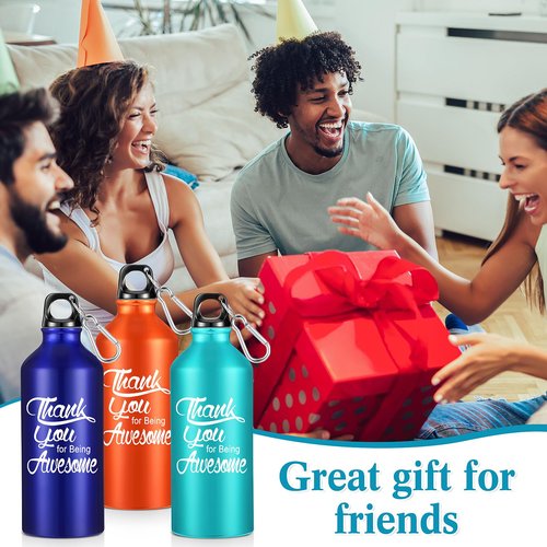 Tanlade 20 Pcs Employee Appreciation Gifts for Coworker Male Teacher 20oz Aluminum Water Bottle Bulk Thank You Being Awesome Leakproof Sport Water Tumbler with Twist Lid and Buckle(Multicolor)