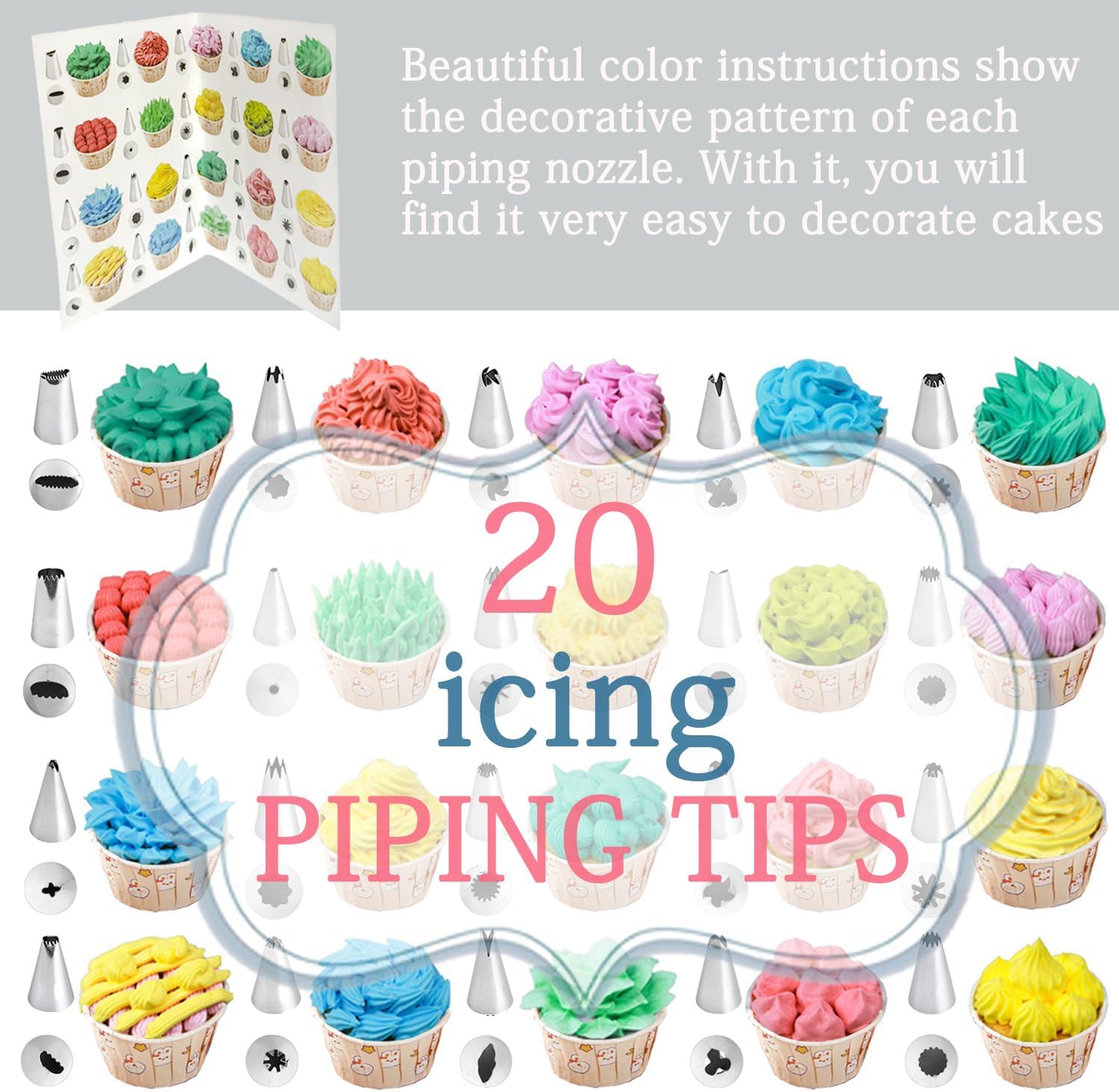 Skiennix Piping Bags and Tips Set - 100PCS 12 Inch Disposable Pastry Bags for Cake Decorating & Frosting