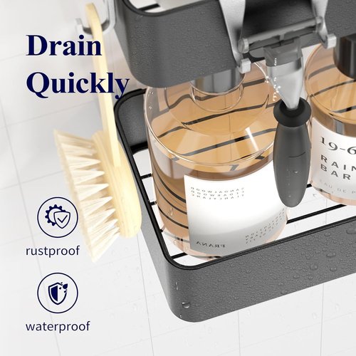 Kitsure Shower Caddy | 2 Pack Adhesive Organizer - Rustproof Metal Shelves, No-Drill, Large, Grey