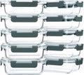 MCIRCO 22 Oz Glass Meal Prep Containers - 10-Pack Food Storage with Lids | Microwave, Oven, Freezer Safe (Gray)