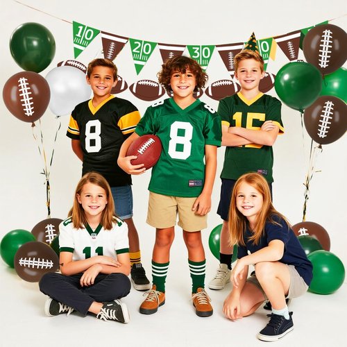 LINHAXM Football Party Decorations Includes Plates, Napkins, Cups, Banner, Balloons, Touchdown Tablecloth for Football Birthday & Tailgate Party Decorations, Serves 24
