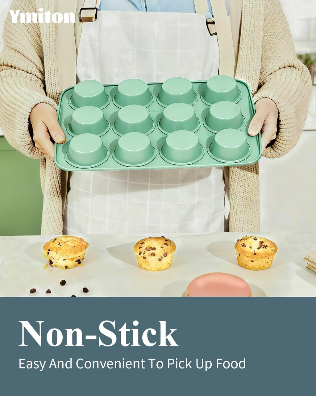 Skiennix Ceramic Nonstick Baking Pans Set - 30 PCS Stackable Bakeware, 550°F Oven Safe, Green
