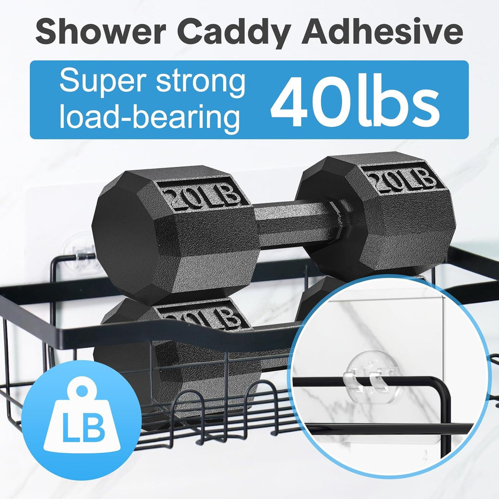 Skiennix Shower Caddy Adhesive Hooks - Strong Waterproof No-Drill Design | 6-Piece Set