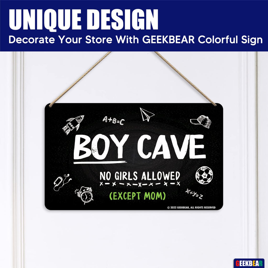 GEEKBEAR Boy Cave Sign - Made with Premium Acrylic - A Cute & Educational Addition to Any Little Boy's Room (Spider Web) - Discontinued Soon
