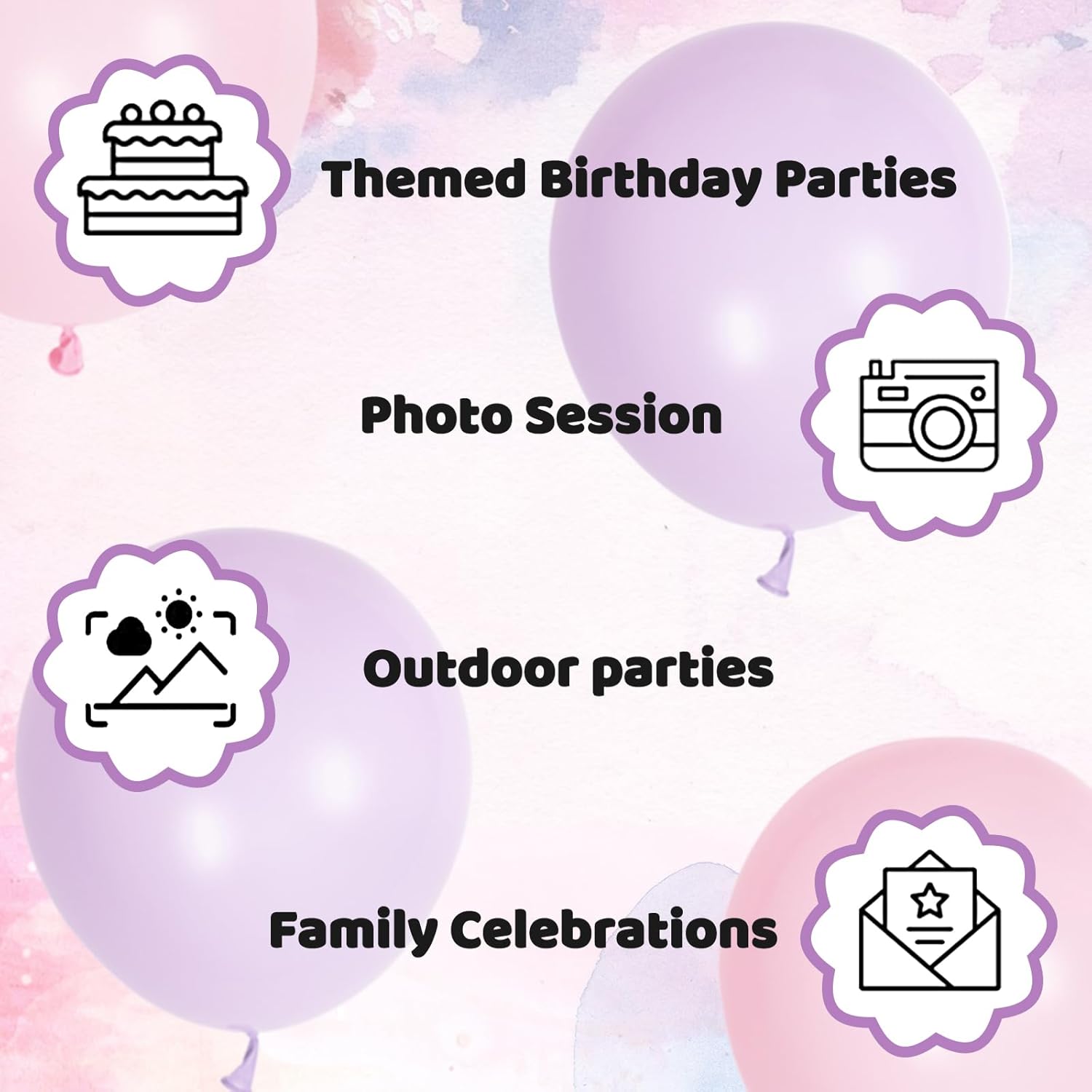 Pink and Purple Balloons - 100 Pack 12-Inch Latex Balloons for Girls' Birthday & Baby Shower Decor