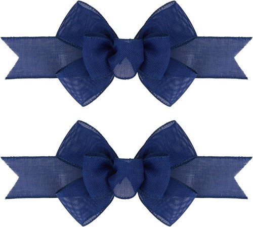 Meseey Navy Blue Wired Ribbon - Handmade Burlap Bows for Wreaths & Gift Wrapping | Set of 2