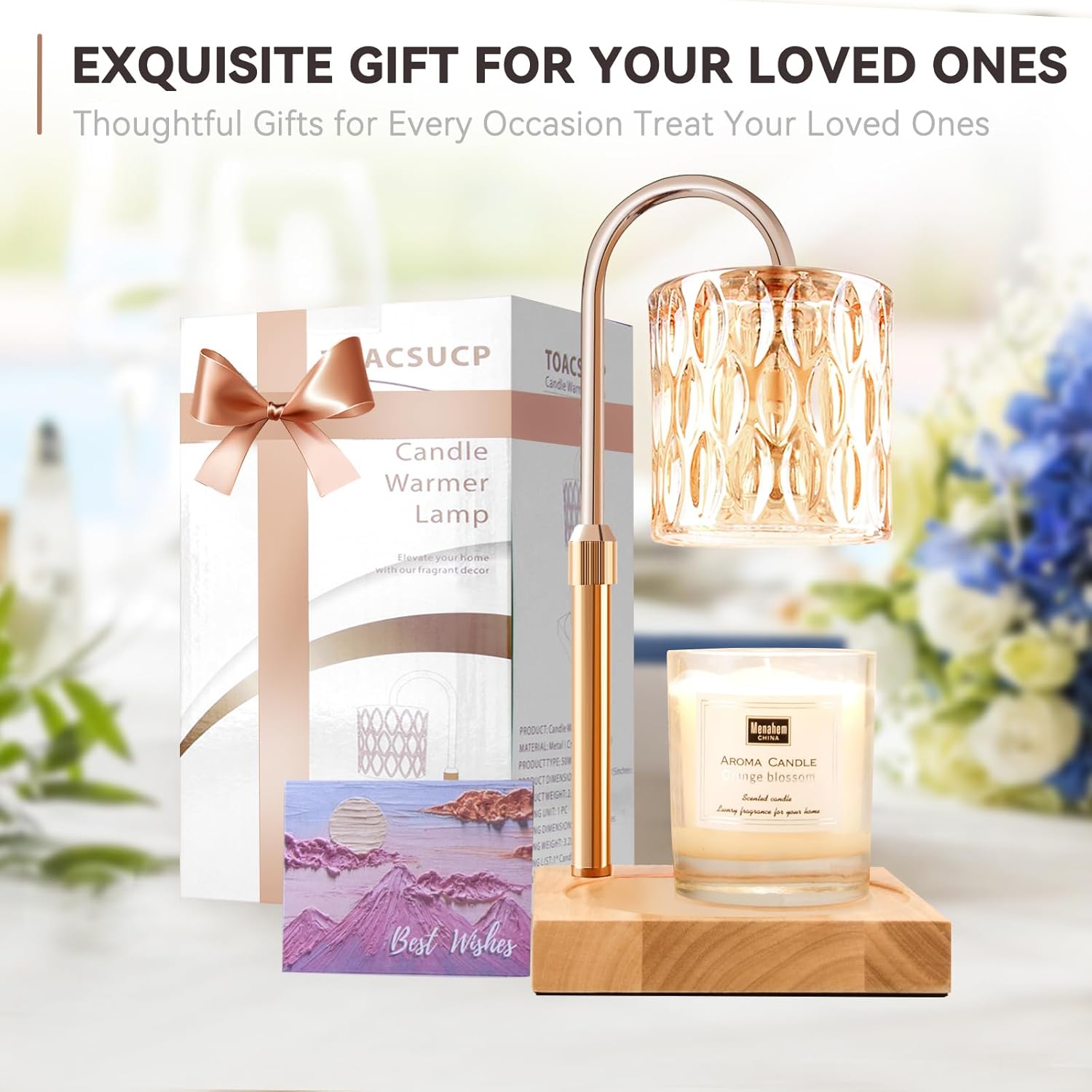 Skiennix Candle Warmer Lamp - Adjustable Height & Dimmable | 3 Bulbs & Timer | Perfect Gift for Women & Home Decor