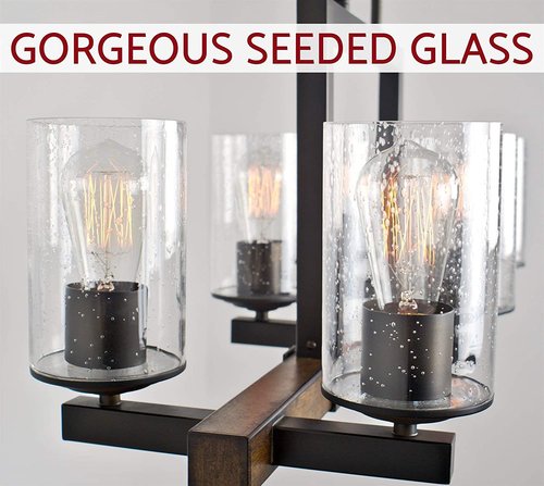 Eietonte 3 Pack Clear Seeded Glass Lamp Shades, 5.9in Height, 3.9in Diameter, 1.7in Fitter, Cylinder Bubble Glass Shade Covers, Seeded Glass Replacement for Pendant Light Chandelier Wall Sconce