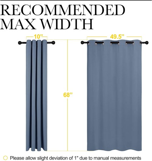 NICETOWN Blackout Curtains - Sound & Heat Reducing Drapes for Kids Bedroom | Stone Blue, 55" x 68", 2PCs