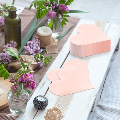 Valentine's Day Party Supplies, Disposable Love Napkins Heart Shaped Napkins for Valentine's Day Engagements Wedding Anniversaries Bridal Showers Birthday Decorations, 3 Ply / 50 Count/Blush