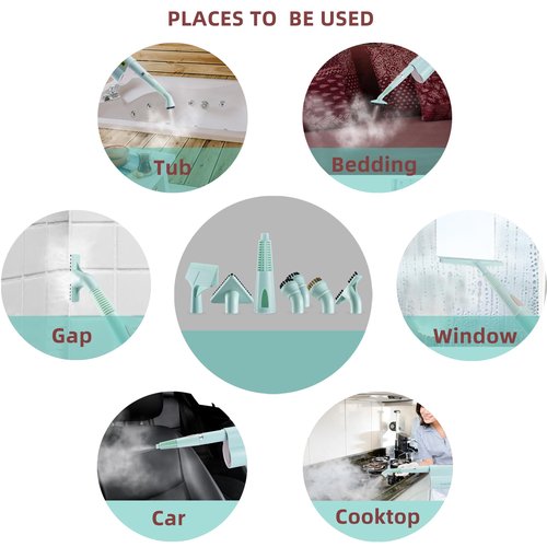 Newbealer 7 Pieces Replacement Accessories for All-in-1 Steam Mop & Detachable Handheld Cleaner NB602N - Triangle, Brass, Gap, Nylon Brushes, Steam Jet Nozzle and Squeegee, Mop Parts Brush Heads 7pcs