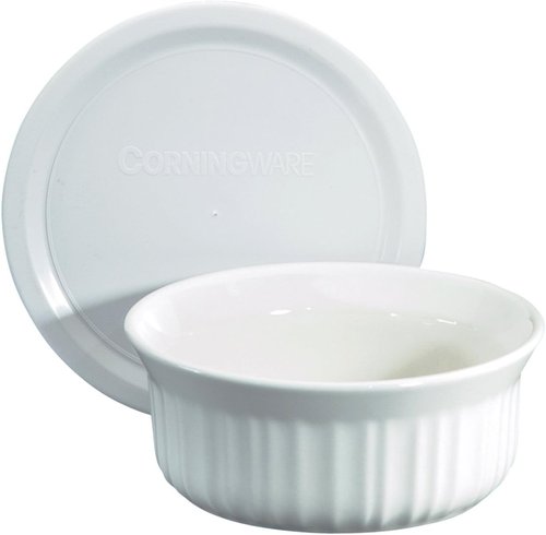 CorningWare Round French White Casserole Dishes - 16oz with Plastic Lids (Set of 2)