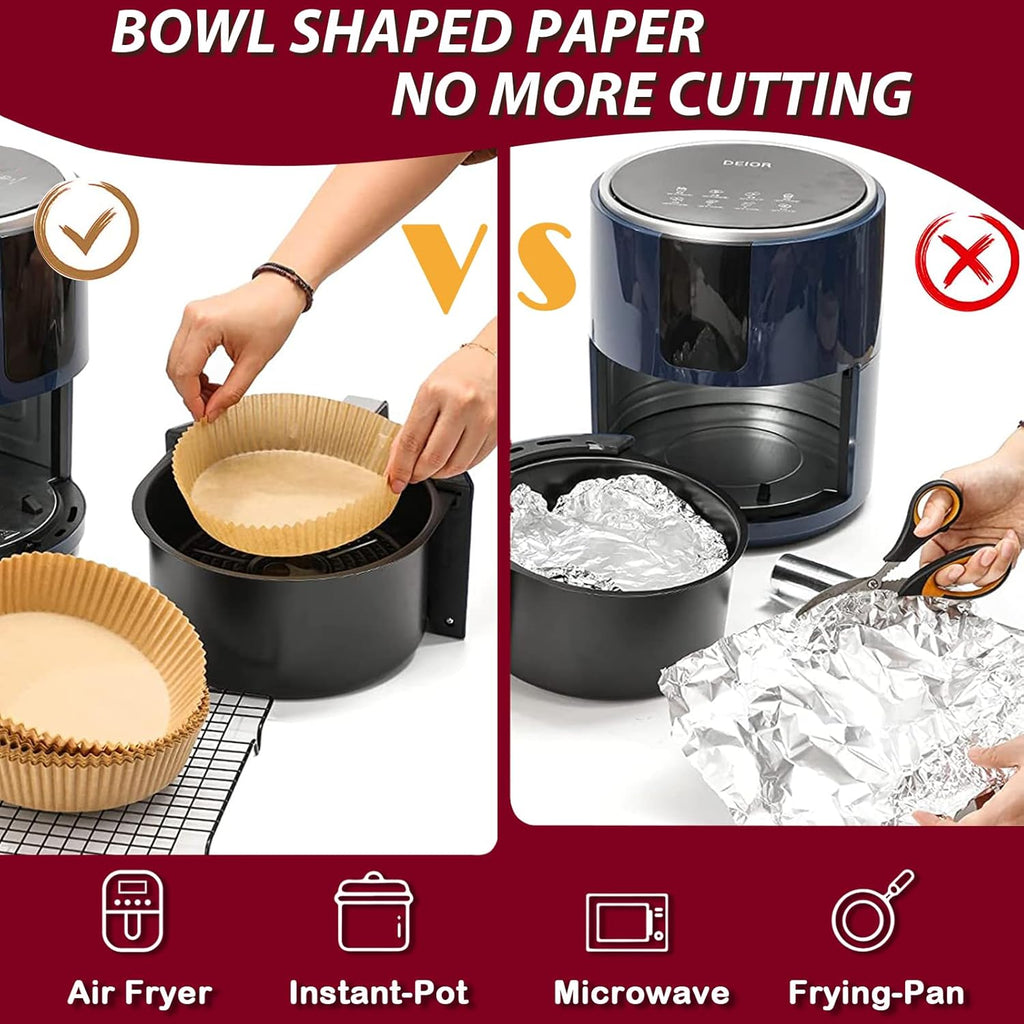 Ninja Air Fryer Liners - Non-Stick Parchment Paper for 4-8QT Baskets | 225 PCS Round Liners