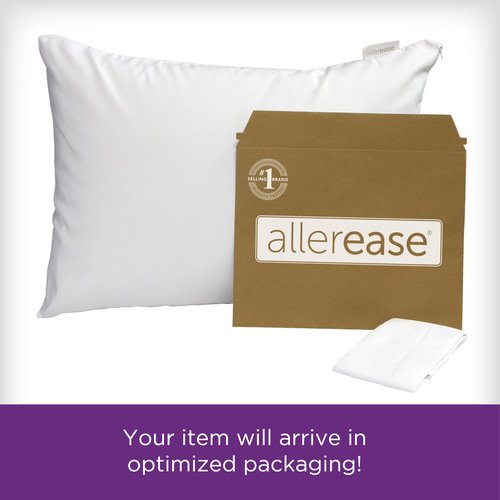 AllerEase Ultimate Advanced Allergy Protection Bedbug Barrier Temperature Balancing Antimicrobial Breathable Comfort Zippered Machine Washable Pillow Protector, Standard/Queen, Size, White - 4 Pack