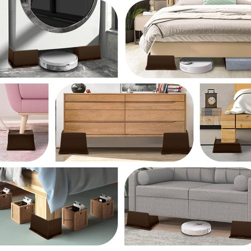 ANNKUT Bed Risers 6 Inch Heavy Duty,Oversized Couch Risers, Extra Wide Furniture Risers for Sofa Table Desk Headboard Chair Lifting,Rectangle Risering Blocks Support 6000 lbs(4 Pack Brown)