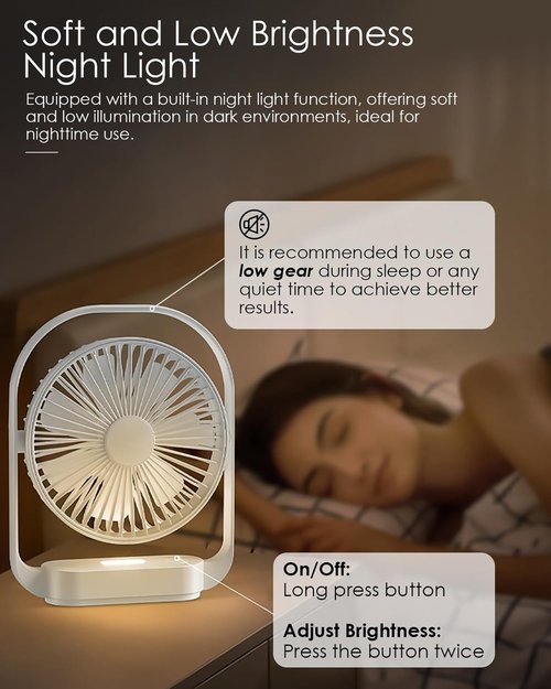 GIIKNEW Magnetic Cruise Ship Approved Fan with LED Light, 4000mAh Battery Operated Portable Fan with 4 Speeds, Magnetically Sticks on Cabin Ceilings and Walls