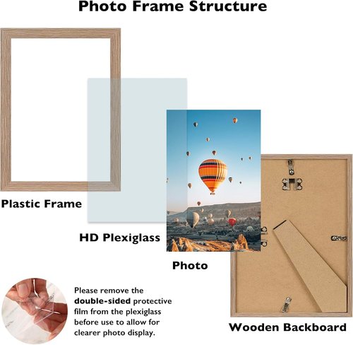 JCJMY 8x11 Picture Frame - Rustic Brown Wall Hanging & Tabletop Display | Mount Horizontally or Vertically