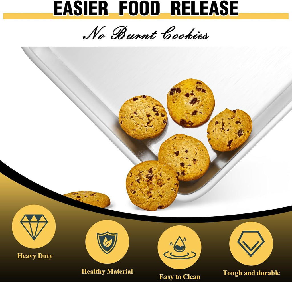 Umite Chef Baking Sheet Pan Set - Commercial Quality Aluminum Cookie Sheets | Warp Resistant, 3 Sizes