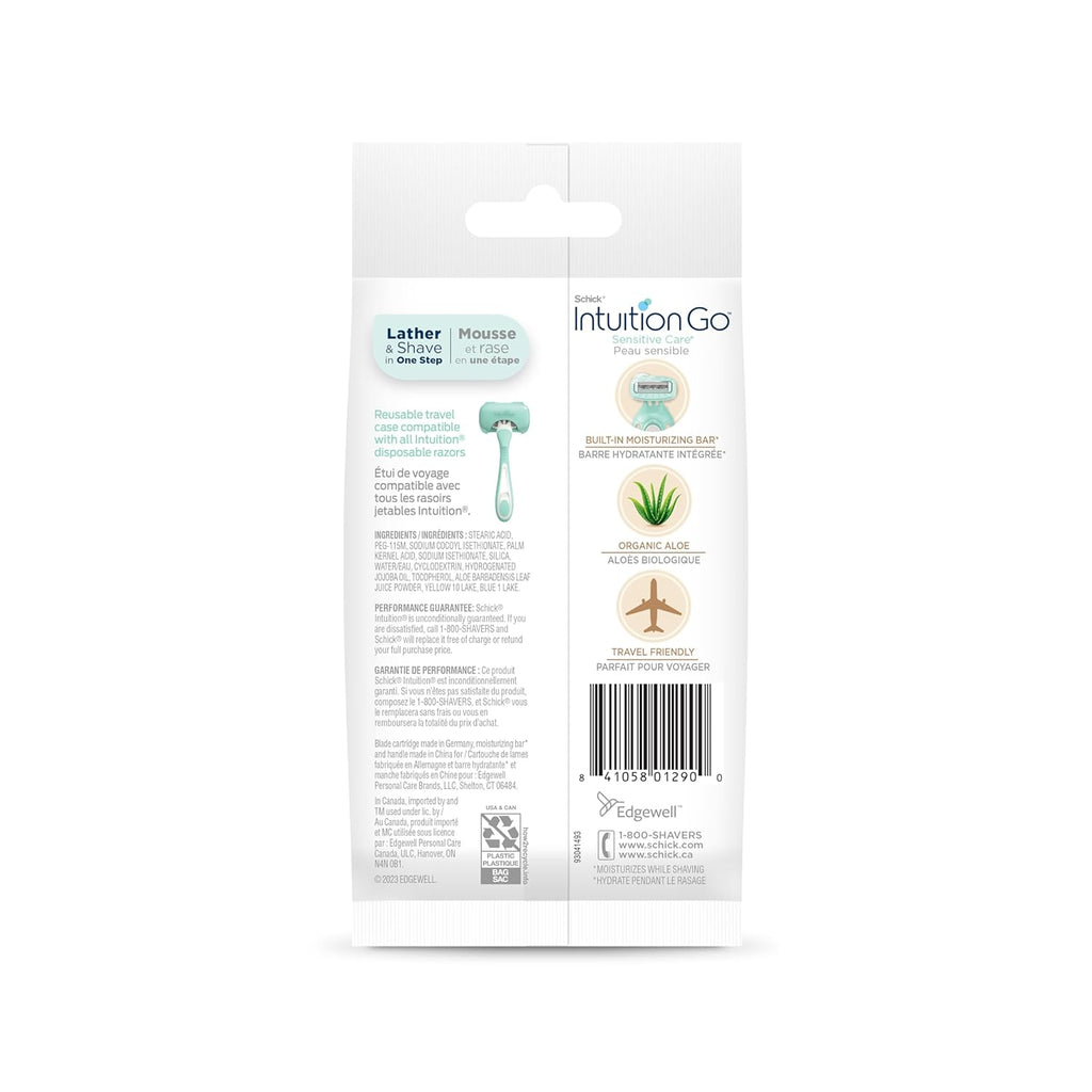 Schick Intuition Go Disposable Razor - Sensitive Skin with Organic Aloe | 1ct Travel Razor for Women