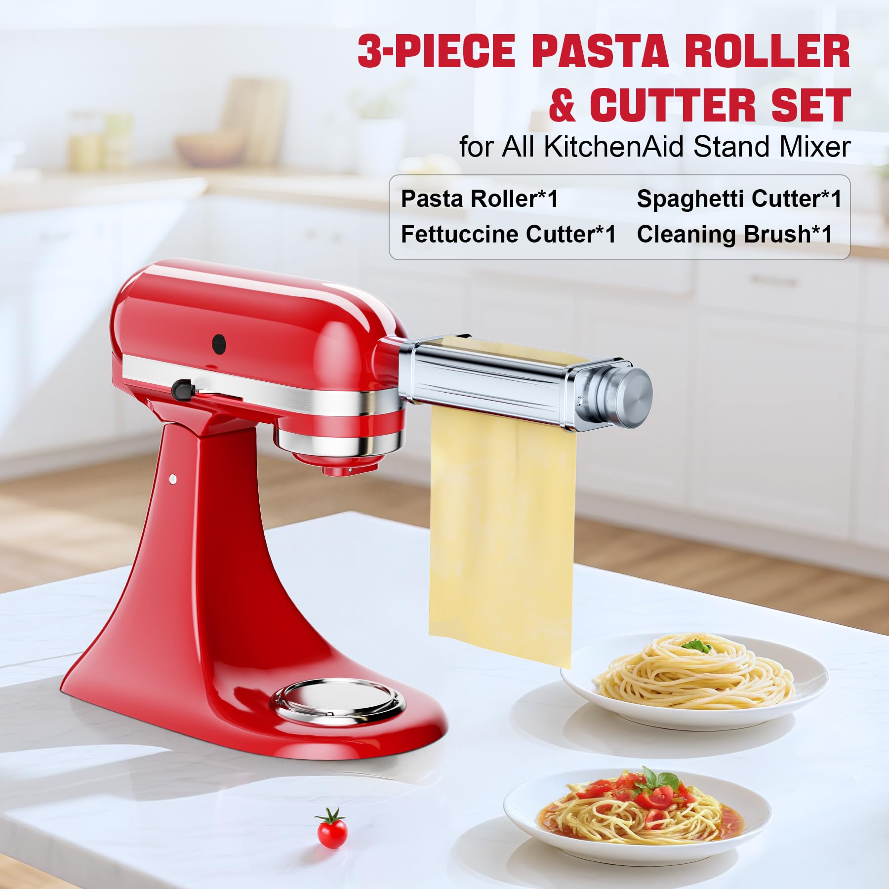 Pasta Maker Attachment for all KitchenAid Stand Mixer, including Pasta Sheet Roller