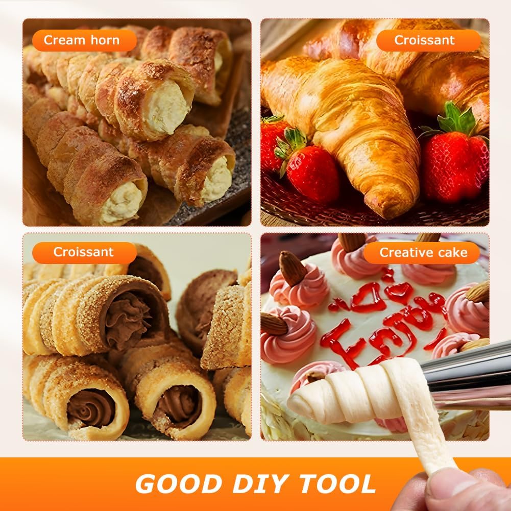 Skiennix 35-Piece Cream Horn Molds - Non-Stick Baking Tubes for Perfect Cannoli | Silver
