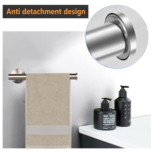 Sotuai Hand Towel Holder - 9" Modern Design Towel Ring, Thicken SUS 304 Stainless Steel Towel Holder for Bathroom Wall, Contemporary Hand Towel Rack - Brushed Nickel