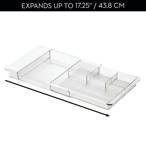 iDesign Expandable Vanity Drawer Organizer, The Clarity Collection – 11.25” to 18.5”, Clear
