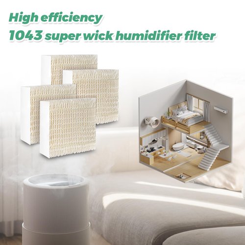 Techecook 1043 Super Humidifier Wick Filters (4 Pack) Replacement for Essick AirCare Evaporative Humidifiers EP9500 EP9700 EP9800 831000 821000 826000 826800 and Bemis Space Saver 800 8000 Series