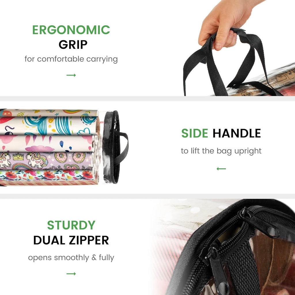 ZOBER Gift Wrap Storage Organizer - 40 Inch Waterproof PVC Holder for 25 Rolls - Black