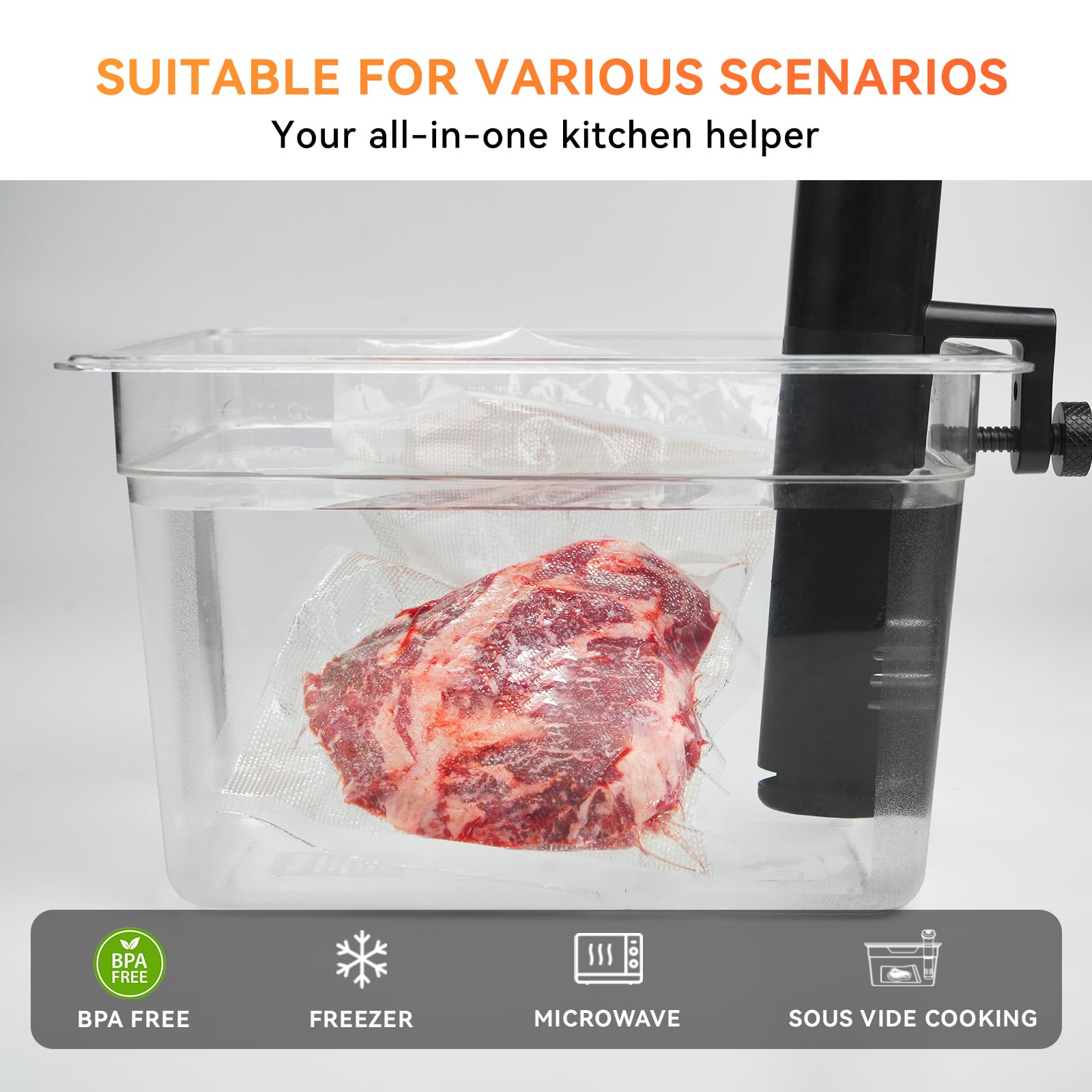 Wevac Vacuum Sealer Bags Rolls with Dispenser, 11"x50' (2 Pack) – Heavy Duty, Leakproof Food Storage for Sous Vide, Meal Prep & Freezer – Compatible with Food Saver
