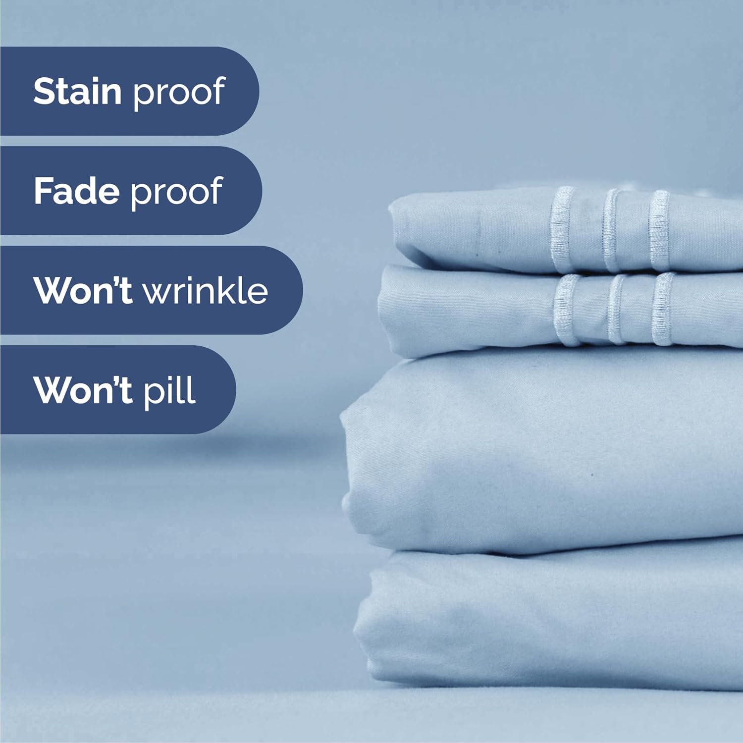 Skiennix Queen Size 4-Piece Sheet Set - Comfy, Breathable & Cooling - Ultra-Soft, Deep Pockets - Sky Blue