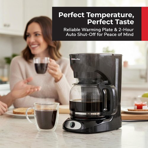 Mueller 12-Cup Drip Coffee Maker - Auto-Off, Reusable Filter & Borosilicate Carafe | Kitchen Essential