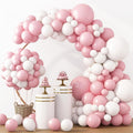 RUBFAC Latex Balloon Garland Kit - 129pcs in White & Pink - Perfect for Baby Showers & Parties