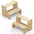 Uiirvdy Step Stool for Toddler, Sturdy Wooden 2-Step Stool with Anti-Slip Surface and Pads for Barthroom, Kitchen, Bedroom, Toilet, and Potty Training - 2 Pack