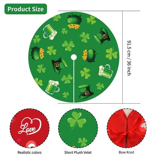 St Patricks Day Tree Skirt St Patricks Day Decorations 36" Reversible Shamrock Double Sided Print Mat for Trees St Patricks Day Decor Holiday Party Garden Indoor Home Decorations