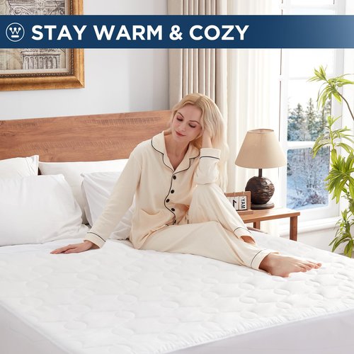Westinghouse King Size Heated Mattress Pad, Luxury Quilted Electric Bed Warmer with10 Heat Settings Dual Control & 1-12 Hours Auto Off, Fit Up to 17" Deep Pocket, Machine Washable, 78x80 Inch