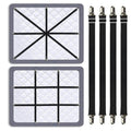 BRTERMA Premium Adjustable Bed Sheet Clips with Elastic Straps and Clips for Securely Holding Sheets in Place, Fits Mattresses from 20" to 79"（Black）
