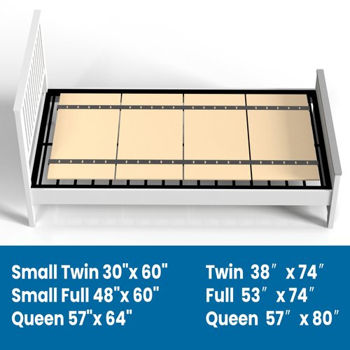 BBX-G Heavy Duty Thick Folding Box Spring, Mattress Supporting Wood Floor, Foldable Box Spring, Bed Support Slats,48"x60"