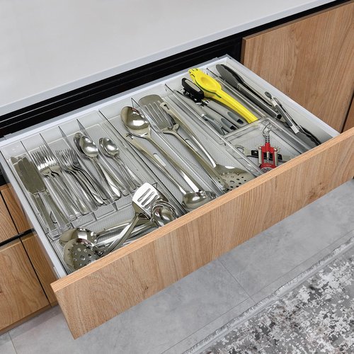 Glad Drawer Organizer Bin, 6x6 - Heavy Duty Clear Plastic Storage Tray for Junk Drawers, Kitchen Utensils, Bathroom Vanity, and Organizing Pantry - BPA Free, Food Safe, Non Slip