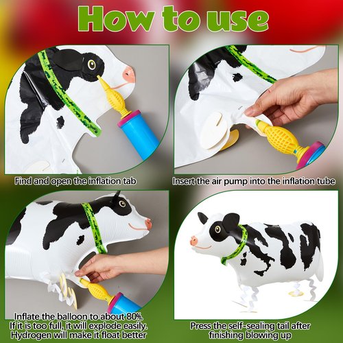 Soulchen 16 Pcs Adopt a Farm Animal Party Favor Include 12 Walking Animals Balloons and 4 Picket Fence Cutouts for Farm Theme Birthday Gifts Baby Shower Photography Party Decorations
