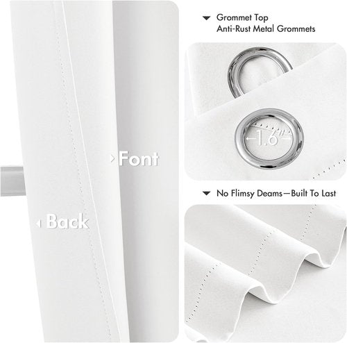 MIULEE Short Curtains - Thermal Insulated Pure White Half Window Drapes | 2 Panels 40" x 36" for Kitchen & Bathroom