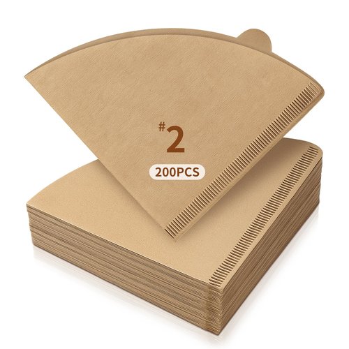 200 Count Cone Coffee Filters, Coffee Filters #2 Disposable, V60 Natural Unbleached Cone Paper Filter for Pour Over and Drip Coffee Maker, Suitable for Home Coffee Shop (2-4 Cup)