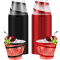 Gejoy 9 oz Rimmed Swirl Plastic Cups Disposable Wine Drinking Cups Clear Elegant Easter St Patrick Tumblers for Wedding Party Supplies(100 Pcs,Red, Black)