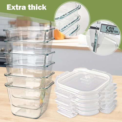 Glass Soup Containers with Lids 32 oz, 4 Cup Glass Storage Containers, Tall Borosilicate Glass Food Storage Containers for Lunch, Ice Cream, Travel and Deli, Soup Freezer Safe Containers with Lids
