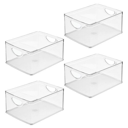 iDesign Pantry Storage Bins with Handles for Cabinets or Fridge - Set of 4 - Clear - Made in USA