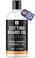 Mevell Food Grade Mineral Oil for Wood Cutting Board - 16oz, Food Safe USP Certified Cutting Board Oil & Butcher Block Conditioner for Bamboo Boards, Marble, Soapstone, Stainless Steel, Made in USA