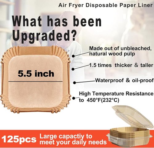 Cosori Mini Air Fryer Liners - Disposable 2 Qt Size for Easy Cooking | Fits 2.1, 2.6, 3 Qt Models
