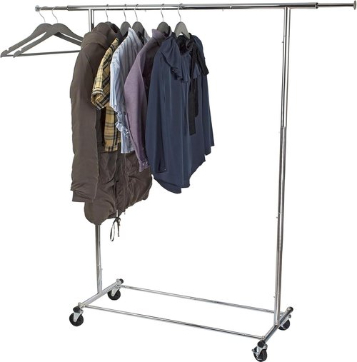 HOME IT Clothes Rack - Heavy Duty Chrome Adjustable Garment Rack | 200 LBS Capacity, Collapsible Design