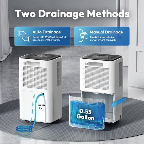 2000 Sq.ft Dehumidifier for Basement, LUKO 30 Pint Dehumidifier with Drain Hose for Continuous Drainage, Intelligent Humidity Control Panel and 24H Timer, 3 Modes, Child Lock, Auto Defrost