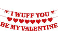 Valentines Day Banner Garland, Set of 3 Glitter Valentines Day Decorations Red Heart Garlands, Dog Valentines Banner Decorations for Home Outdoor Valentines Birthday Anniversary Decor